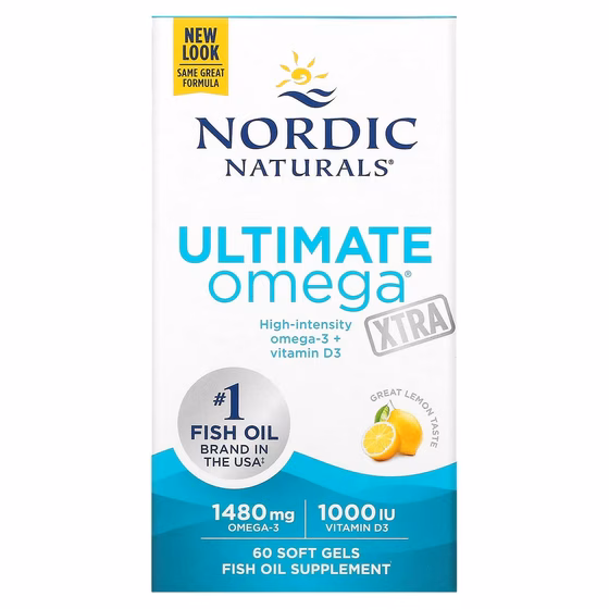 Nordic Naturals, Ultimate Omega, Омега-3 кислоты, Лимон, 1480 мг, 60 капсул