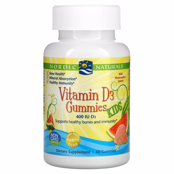 Nordic Naturals, Жевательные конфеты с витамином D3 для детей, 400 МЕ, 60 жевательных конфет