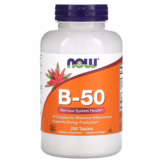 NOW Foods, B-50, добавка с витаминами группы В, 250 таблеток