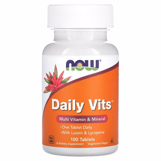 NOW Foods, Daily Vits, Multi Vitamin & Mineral with Lutein & Lycopene, 100 Tablets