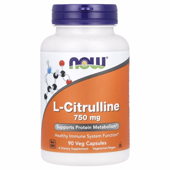 NOW Foods, L-цитруллин, 750 мг, 90 растительных капсул