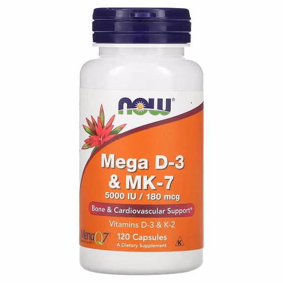 NOW Foods, Mega D-3 и MK-7, 120 капсул