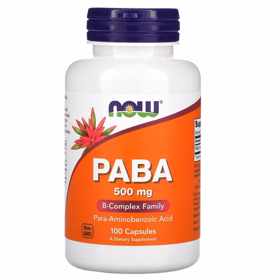 Now Foods, PABA, 500 мг, 100 капсул