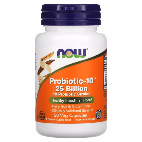 Now Foods, Probiotic-10, 25 млрд, 50 вегетарианских капсул