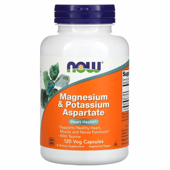 NOW Foods, Аспартат магния и калия, 120 растительных капсул