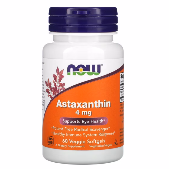 Now Foods, Астаксантин, 4 мг, 60 растительных капсул