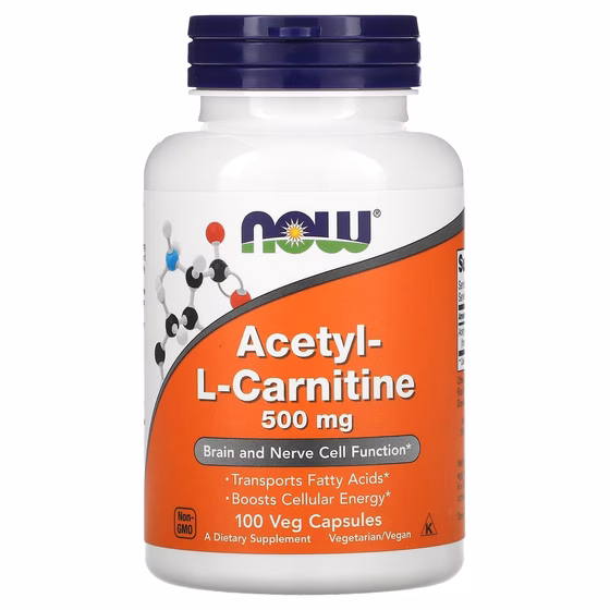 Now Foods, Ацетил-L-карнитин, 500 мг, 100 растительных капсул