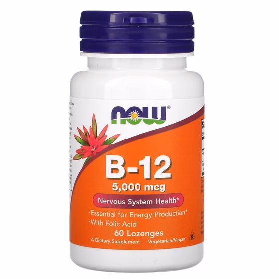 Now Foods, витамин B12, 5000 мкг, 60 пастилок