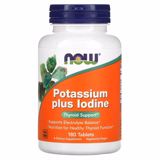 Now Foods, Калий плюс йод, 180 таблеток