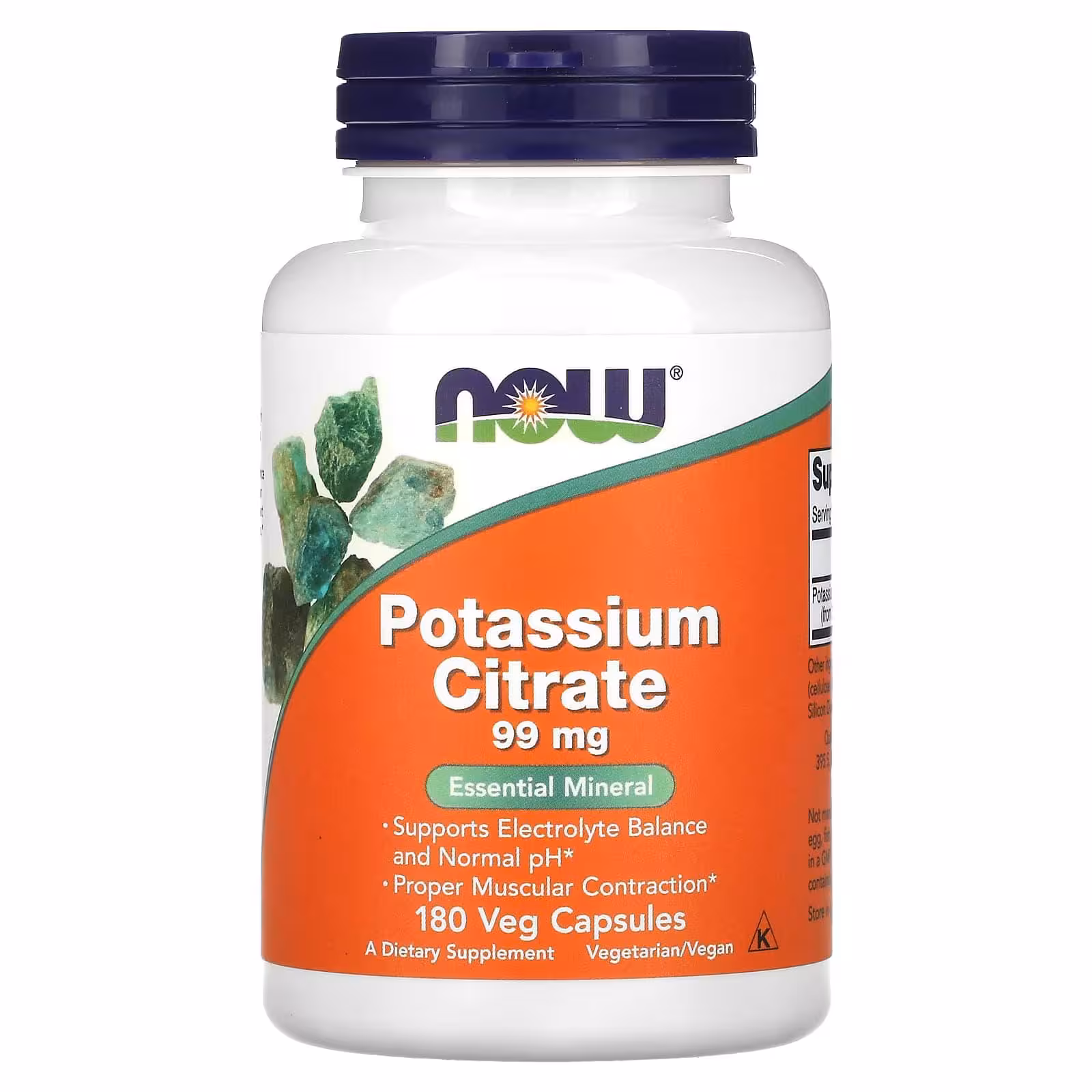Now Foods, калий цитрат, 99 мг, 180 капсул