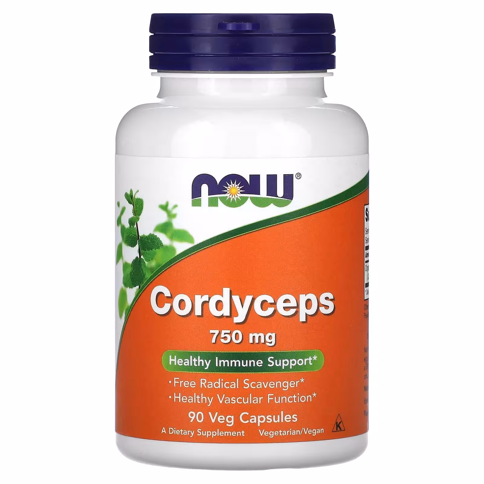 Now Foods, кордицепс, 750 мг, 90 вегетарианских капсул