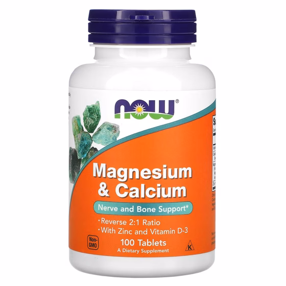 Now Foods, Магний и кальций, 100 таблеток