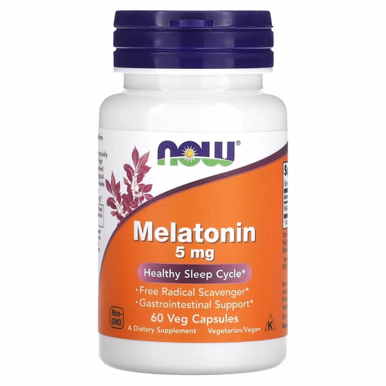 NOW Foods, Мелатонин, 5 мг, 60 растительных капсул