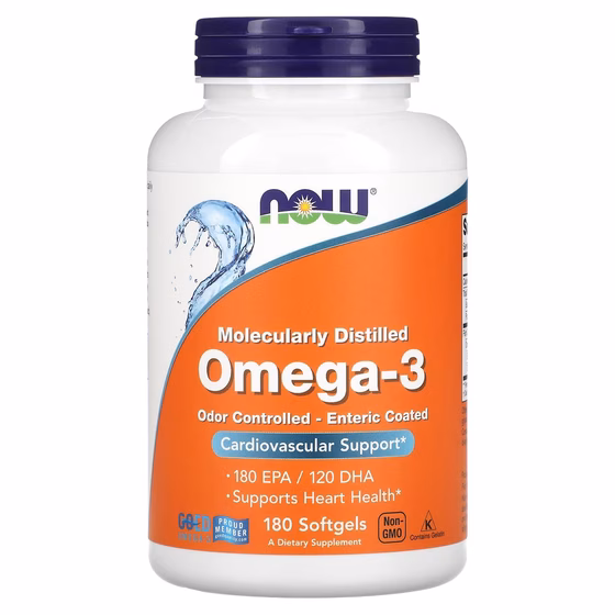 Now Foods, Омега-3, 180 мягких желатиновых капсул