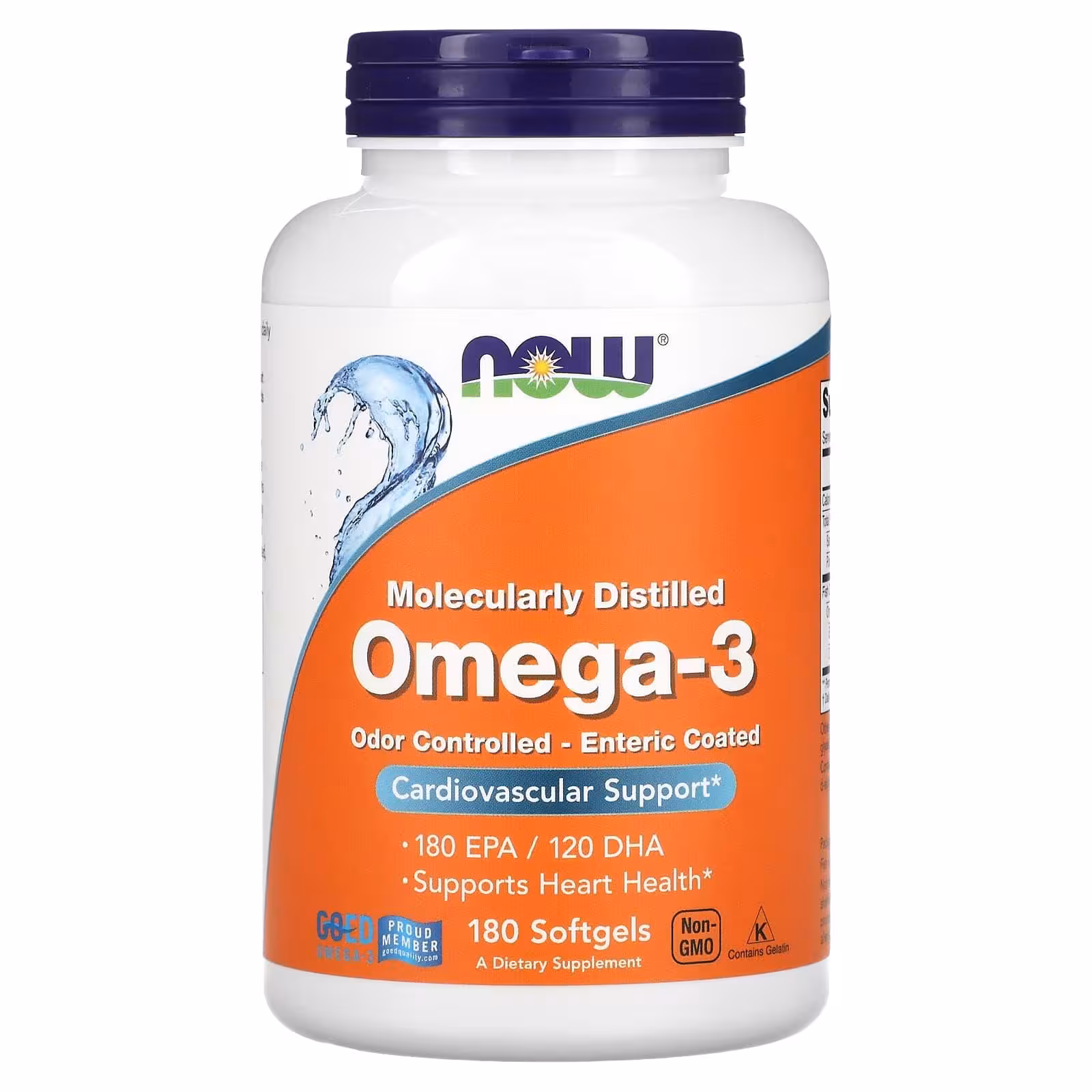 Now Foods, Омега-3, 180 мягких желатиновых капсул