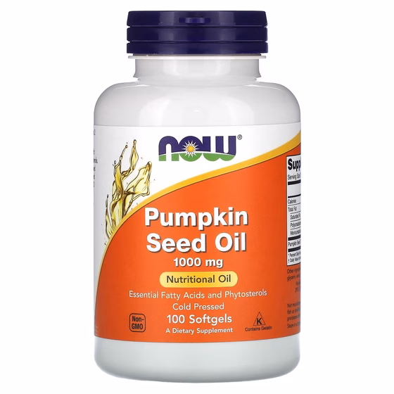 Now Foods, Тыквенное масло, 1000 мг, 100 капсул