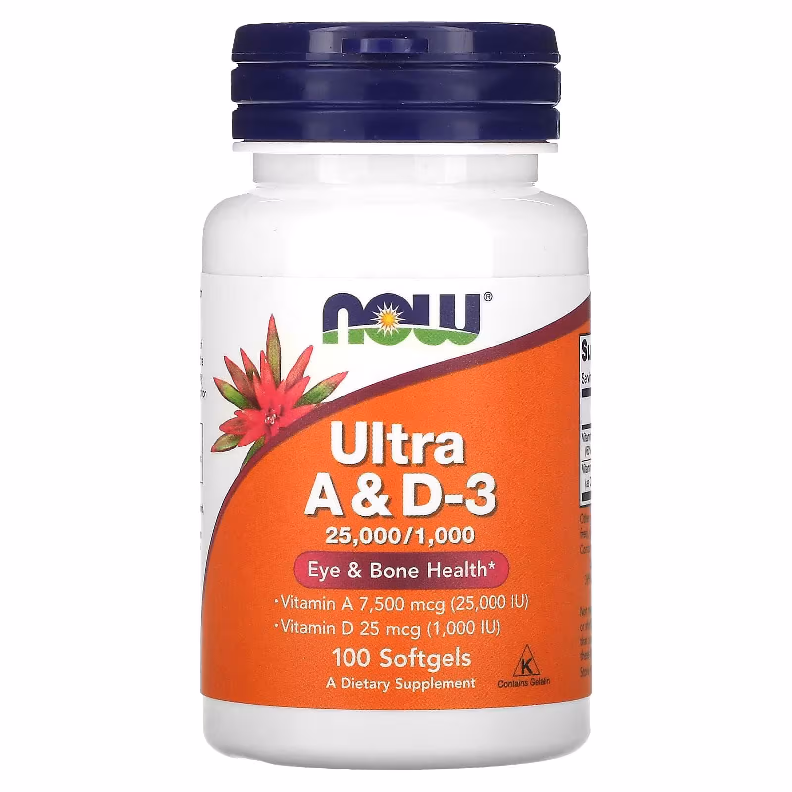 Now Foods, ультра-добавка, витамины A и D3, 100 капсул