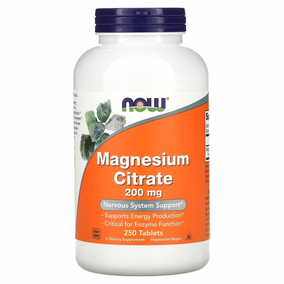 Now Foods, Цитрат магния, 200 мг, 250 таблеток