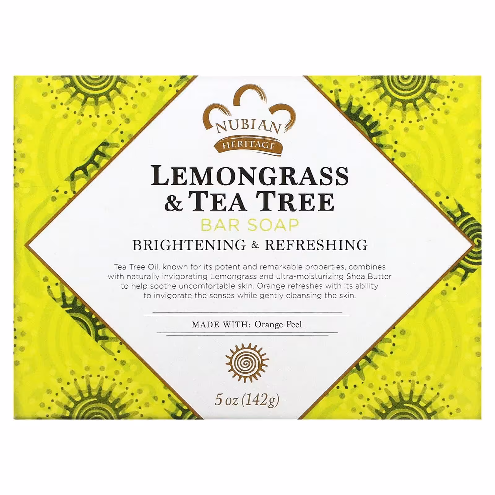 Nubian Heritage, Кусковое мыло с лемонграссом и чайным деревом, 142 г (5 унций)