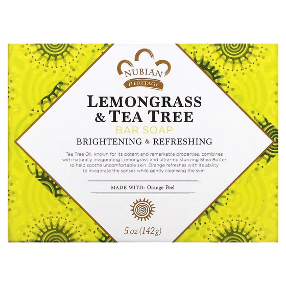 Nubian Heritage, Кусковое мыло с лемонграссом и чайным деревом, 142 г (5 унций)