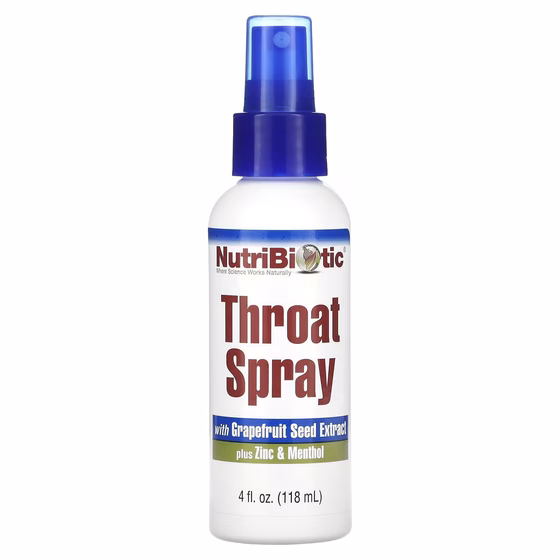 NutriBiotic, спрей для горла с экстрактом косточек грейпфрута, цинком и ментолом, 118 мл