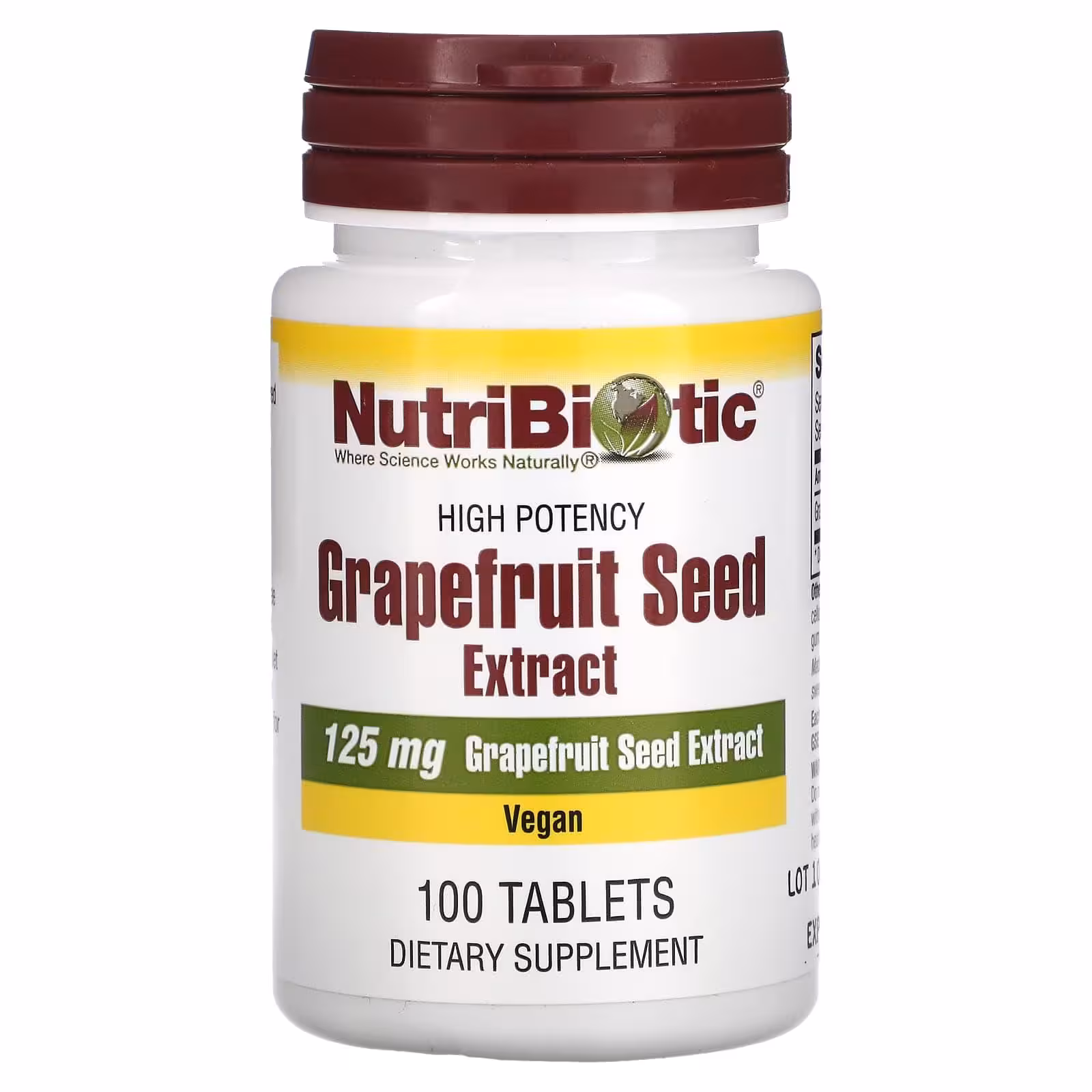 NutriBiotic, экстракт семян грейпфрута, 125 мг, 100 таблеток