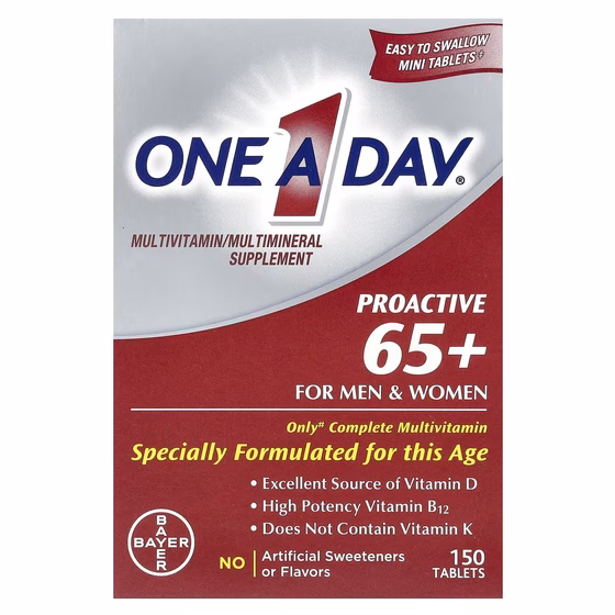 One-A-Day, Proactive 65+, мультивитаминная / мультиминеральная добавка, для мужчин и женщин, 150 таб