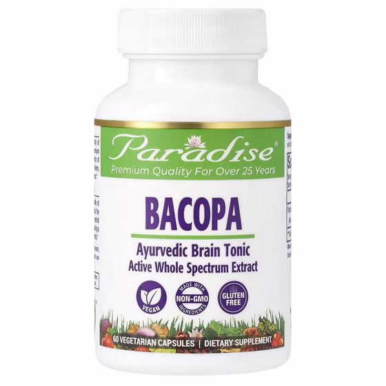 Paradise Herbs, Бакопа, 60 вегетарианских капсул