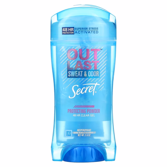 Secret, Outlast, прозрачный гель-дезодорант, действующий 48 часов, защитный порошок, 73 г (2,6 унции