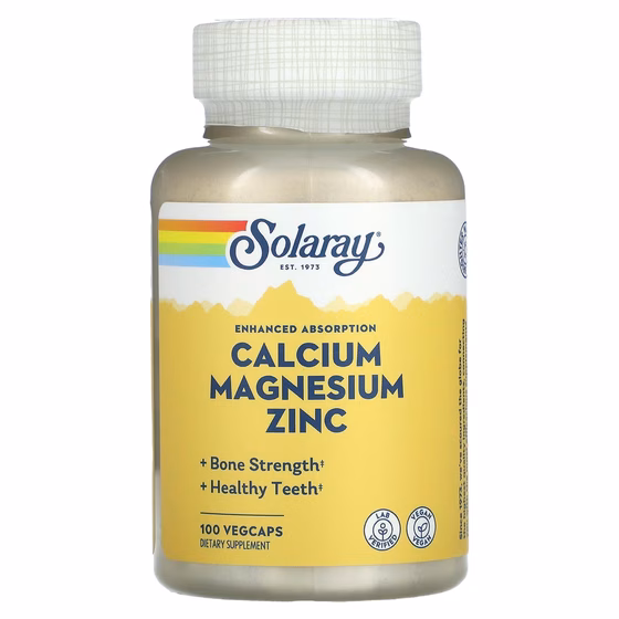 Solaray, кальций, магний и цинк, 100 растительных капсул