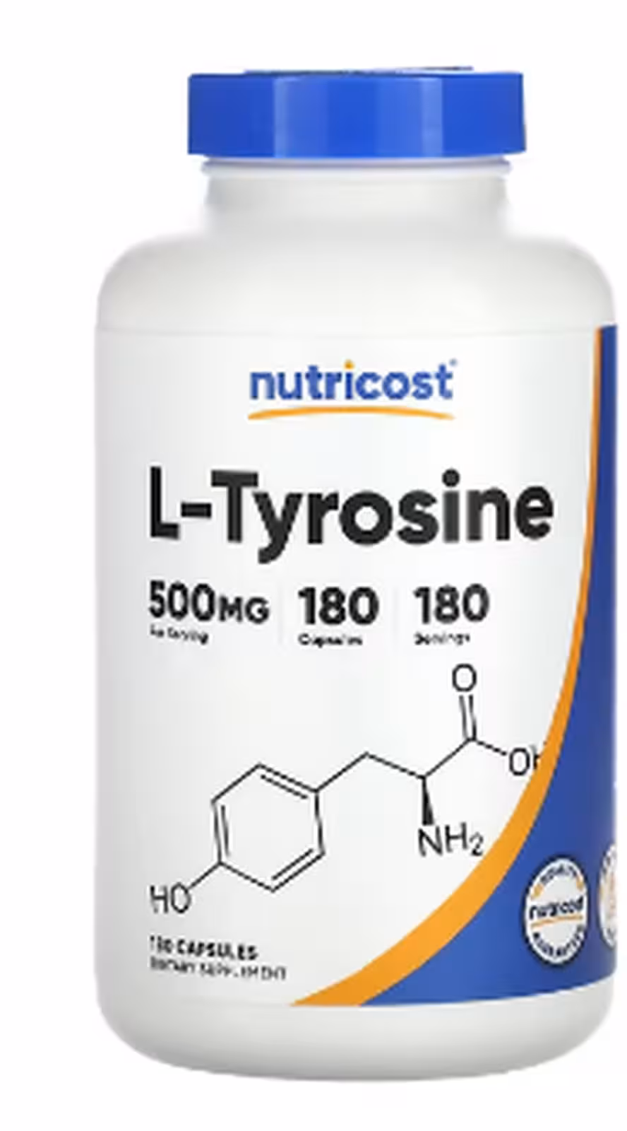 Nutricost, L-тирозин, 500 мг, 180 капсул