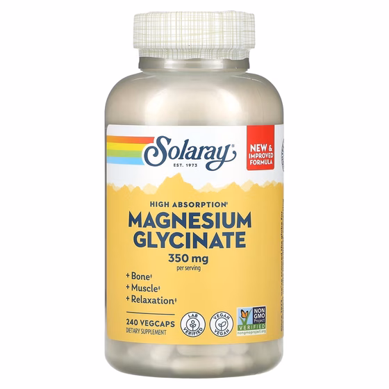 Solaray, Глицинат магния для лучшего усвоения, 350 мг, 240 вегетарианских капсул