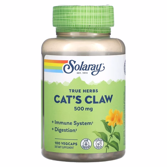 Solaray, кошачий коготь, 500 мг, 100 вегетарианских капсул