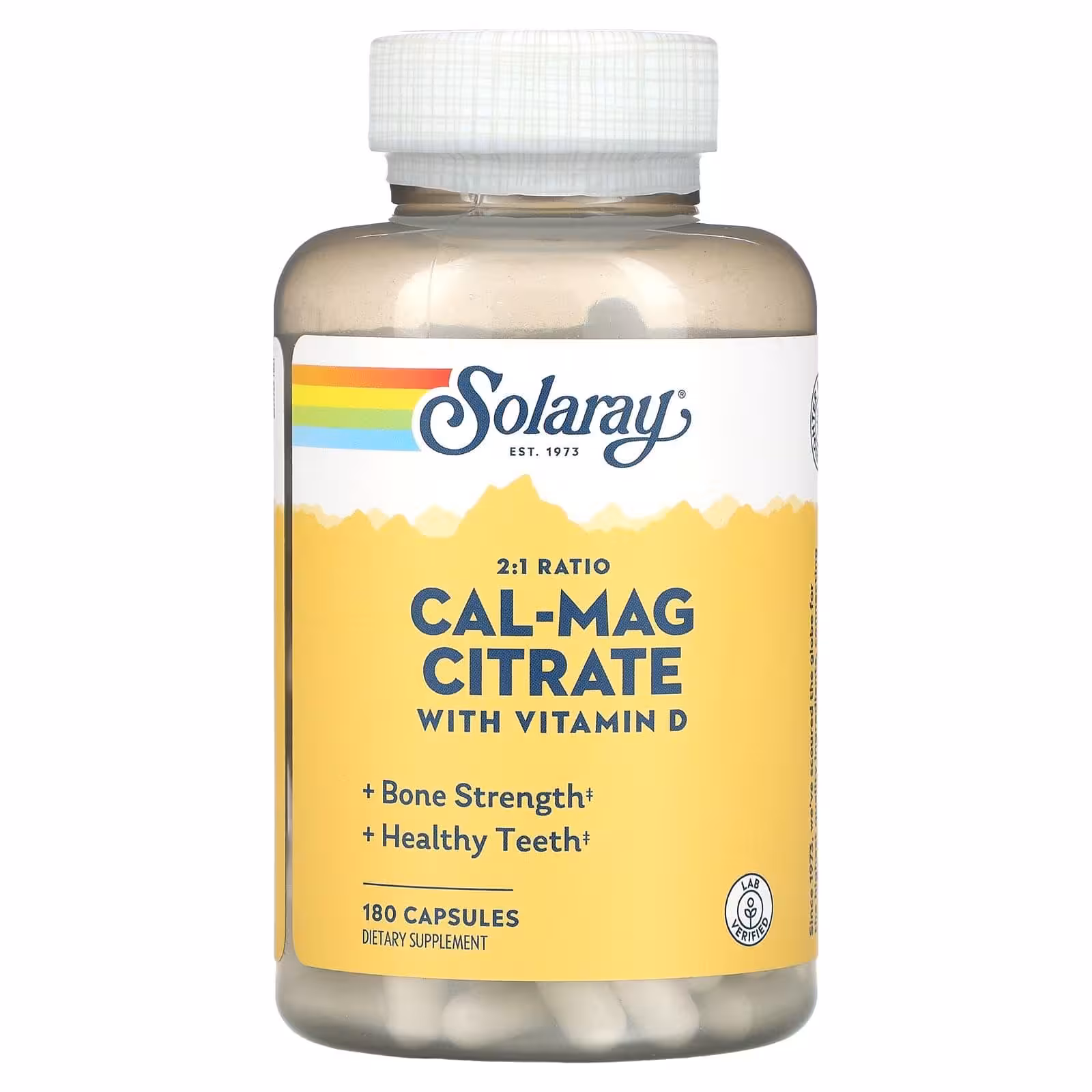 Solaray, Цитрат кальция и магния в соотношении 2:1 с добавлением витамина D-3, 180 капсул