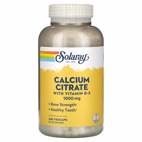 Solaray, цитрат кальция с витамином D3, 1000 мг, 240 капсул