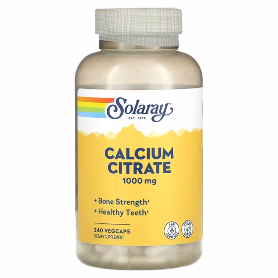 Solaray, цитрат кальция, 250 мг, 240 растительных капсул
