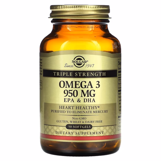 Solgar, омега-3, ЭПК и ДГК, тройной концентрации, 950 мг, 50 капсул