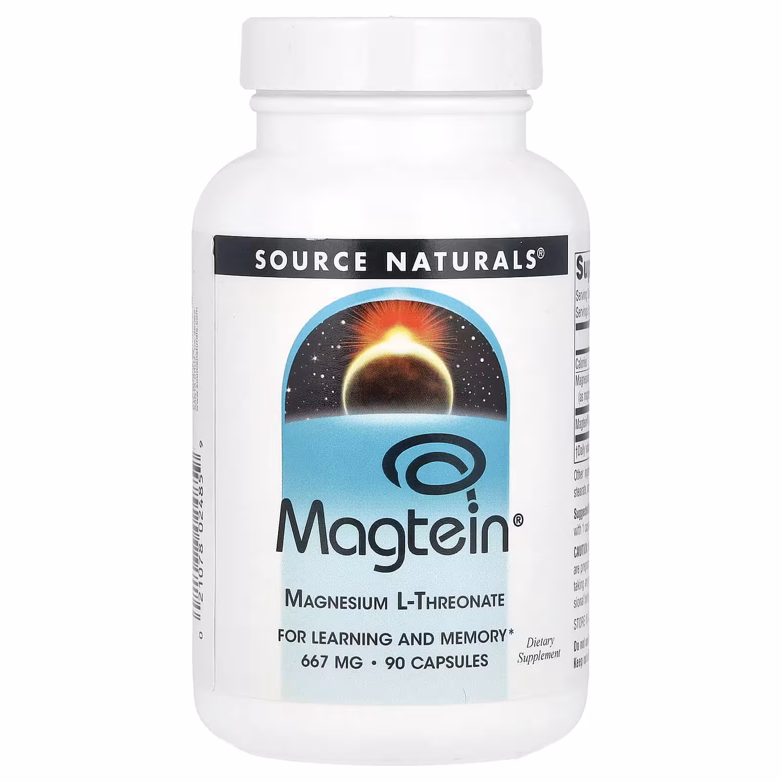 Source Naturals, Magtein, L-треонат магния, 667 мг, 90 капсул