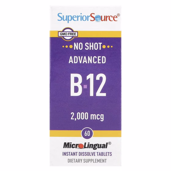 Superior Source, улучшенный витамин B12, 2000 мкг, 60 быстрорастворимых таблеток MicroLingual
