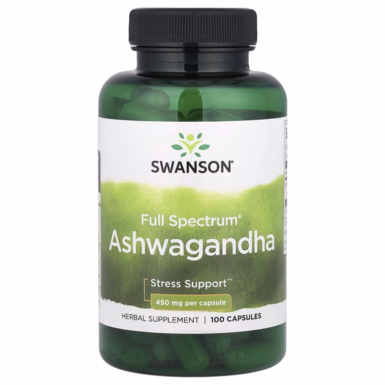 Swanson, ашваганда, 450 мг, 100 капсул
