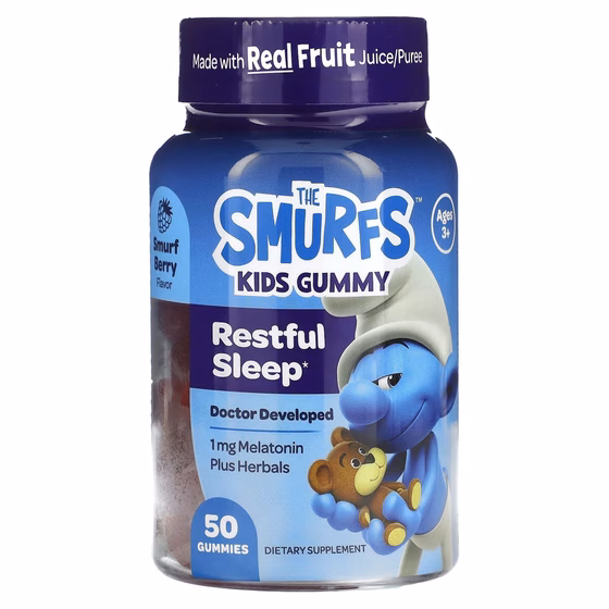 The Smurfs, Детские жевательные мармеладки, для спокойного сна, для детей от 3 лет, ягодные, 50 жева