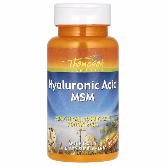Thompson, гиалуроновая кислота и МСМ, 30 вегетарианских капсул