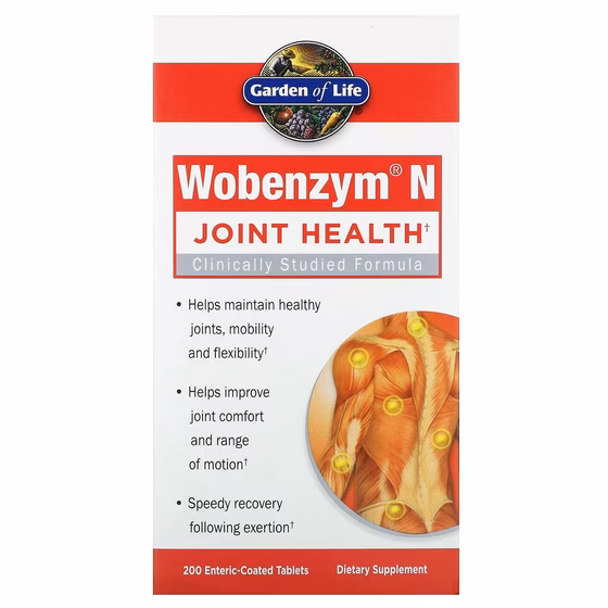 Wobenzym N, средство для здоровья суставов, 200 таблеток, покрытых кишечнорастворимой оболочкой