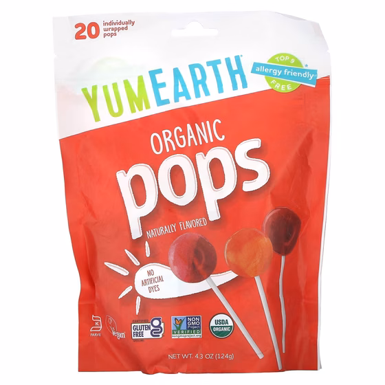 YumEarth, Леденцы органического происхождения, ассорти ароматов, 20 порций, 119,1 г