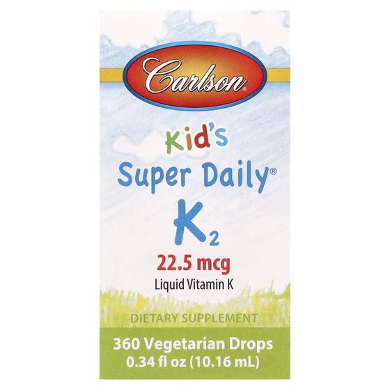 Carlson, Super Daily K2 для детей, 22,5 мкг, 10,16 мл (0,34 жидк. унций)