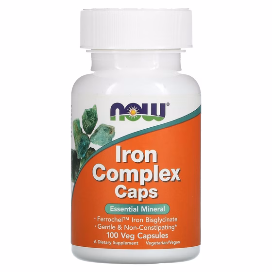 NOW Foods, Капсулы с комплексом железа, 100 растительных капсул