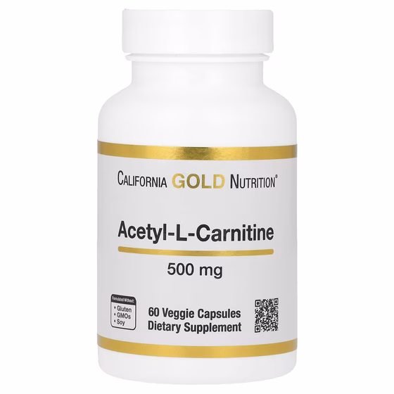 California Gold Nutrition, ацетил-L-карнитин, 500 мг, 60 растительных капсул