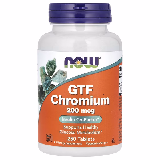NOW Foods, GTF Chromium, 200 мкг, 250 таблеток