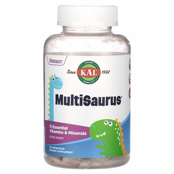KAL, MultiSaurus, витамины и минералы, со вкусом ягодного ассорти, 90 жевательных таблеток