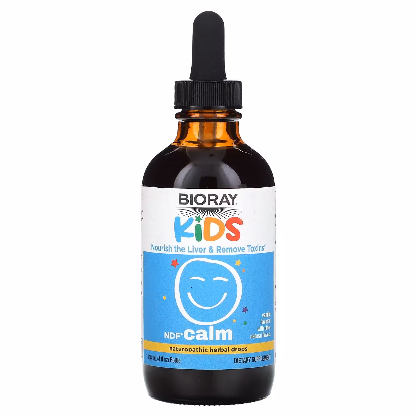 Bioray, Kids, NDF Calm, натуропатические растительные капли со вкусом ванили, 118 мл